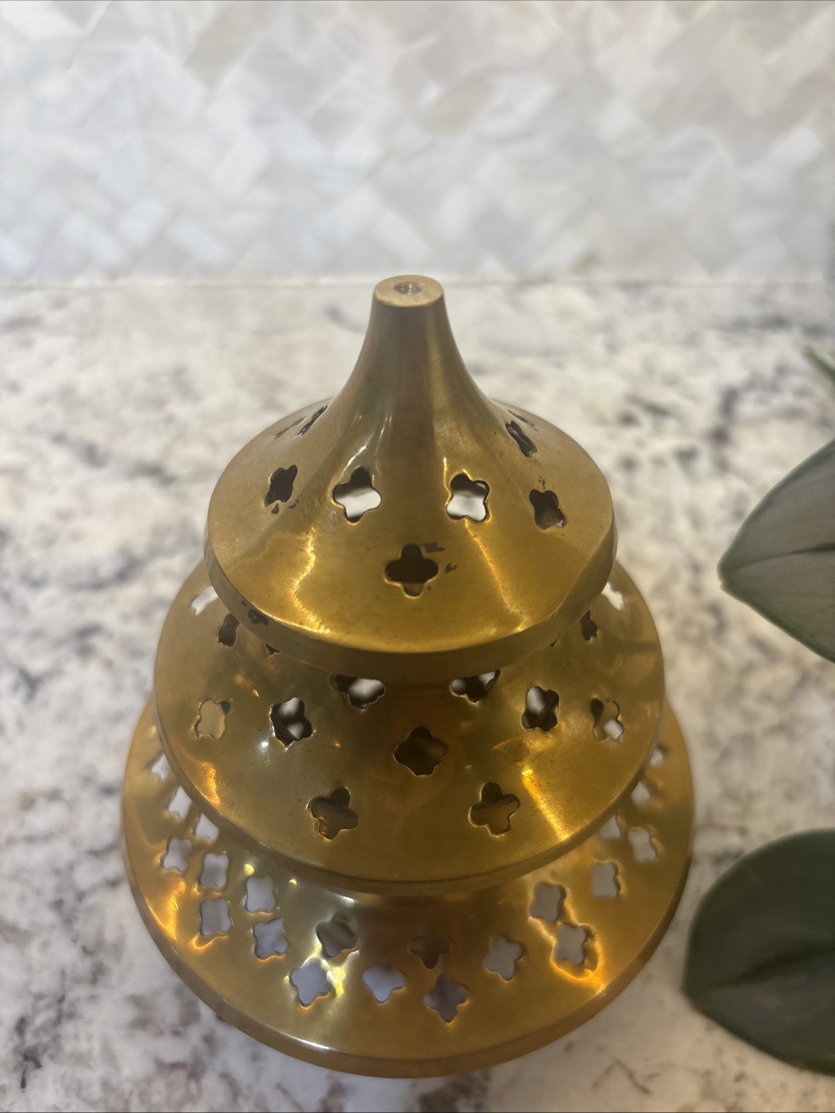 Pier One Brass Incense Burner Candle Holder Christmas Tree Shape luminary