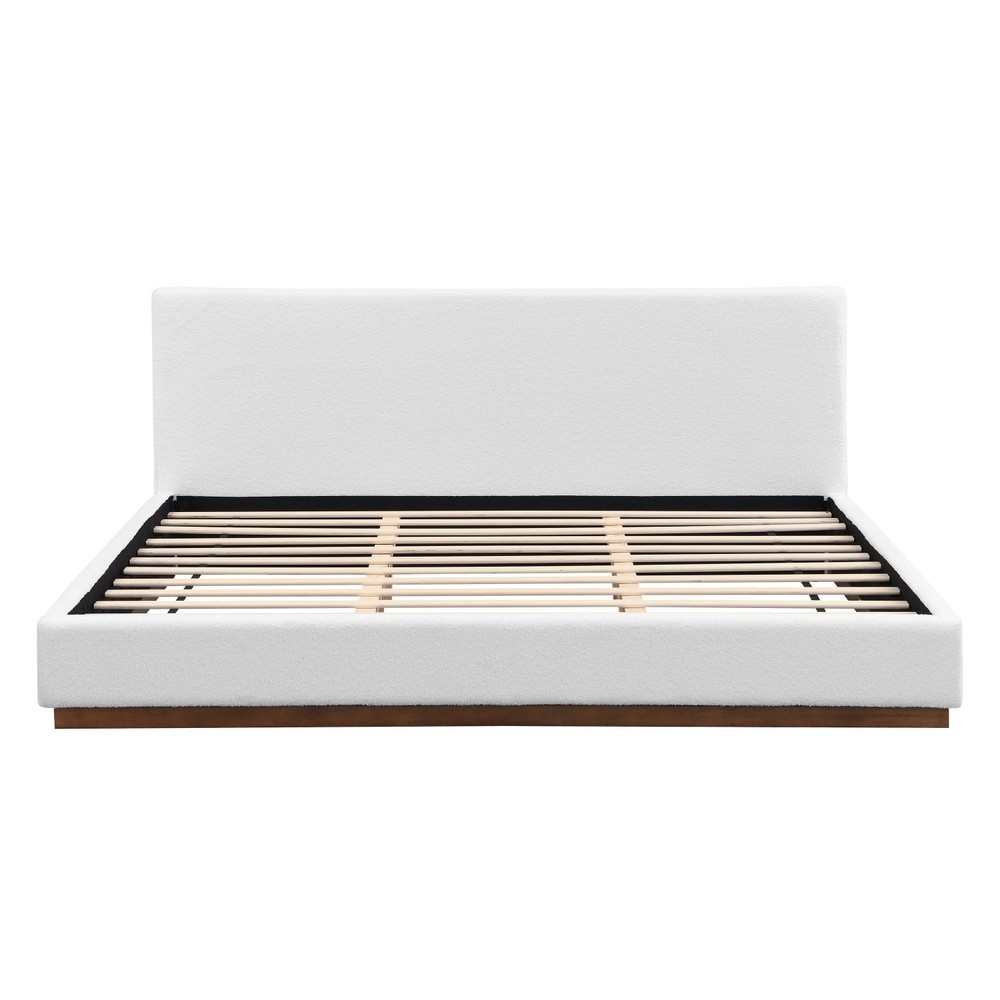 King Size Modern Upholstered Platform Bed Frame w/ Headboard & Solid Wood Base
