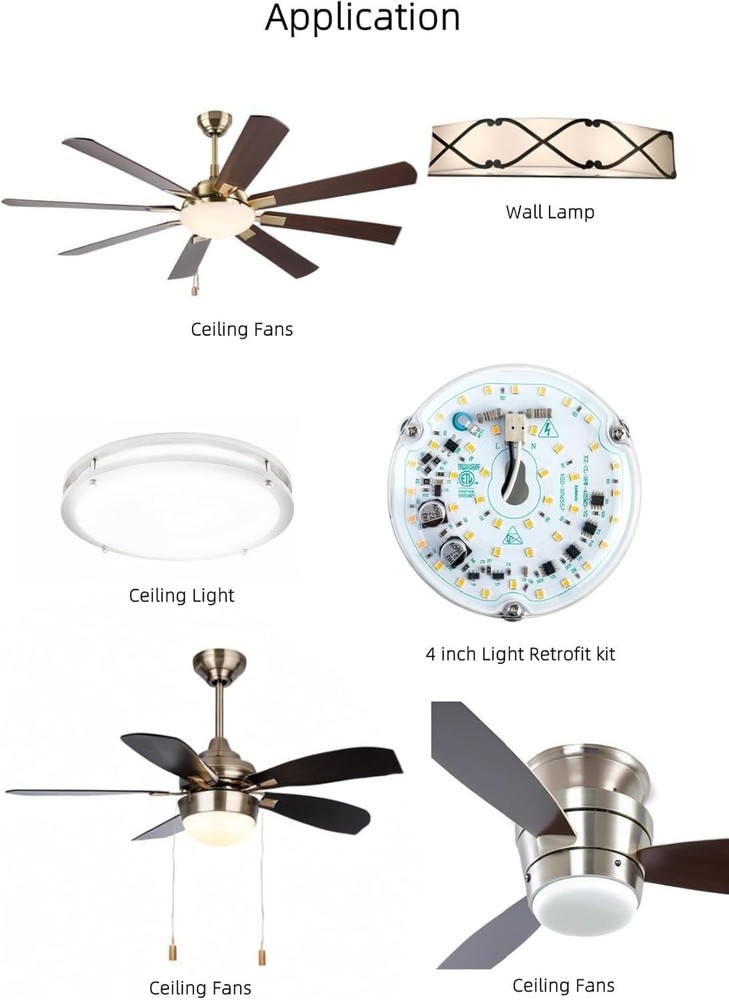 4 inch LED Retrofit Light Kit for Ceiling Fan Light Replacement Panel PCB 18W...