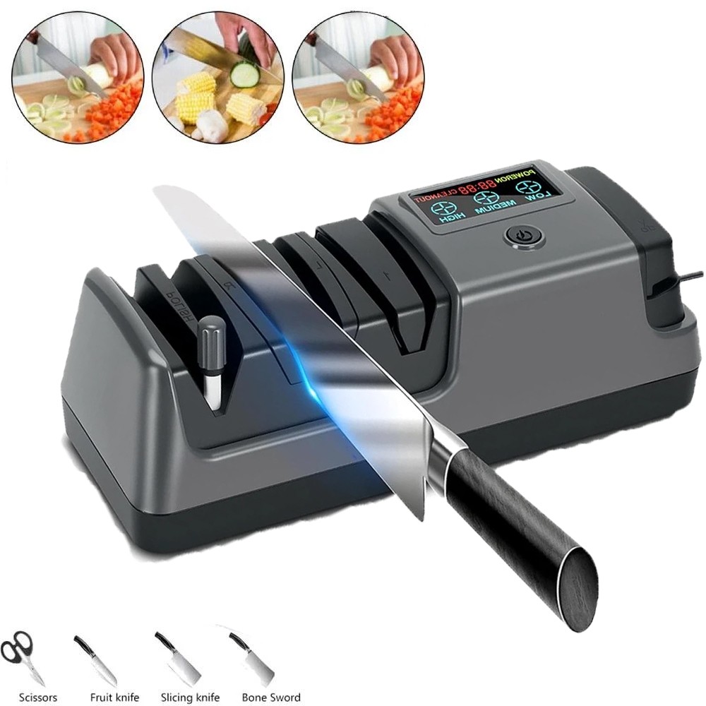 Electric 5 in 1 Knife Sharpener-3 Rotational Speed Adjustable Knife Sharpener