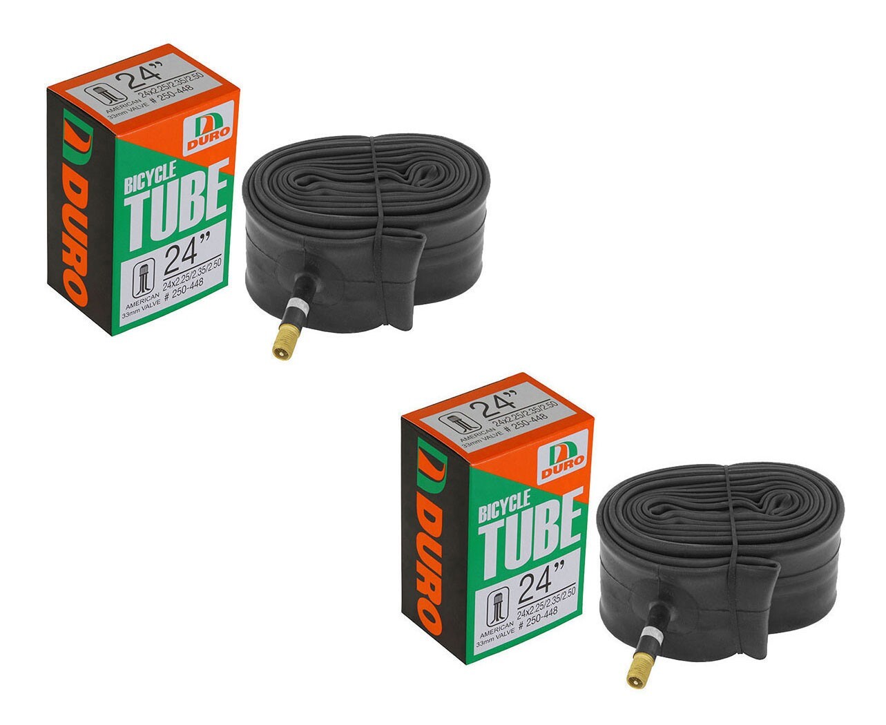 DURO  (1 PAIR) BICYCLE Inner Tube 24" x 2.25/2.35/2.50" SCHRADER 33mm Long VALVE