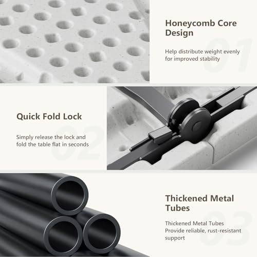 Folding Table 2 Pack, 6 FT Foldable Plastic Table with 6FT - 2 Pack White