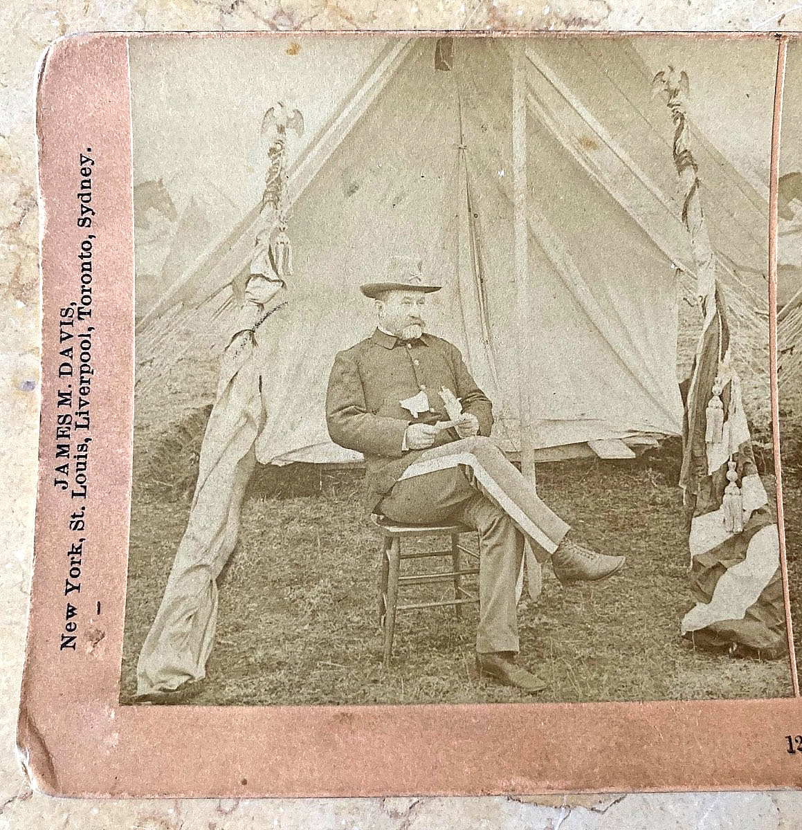 CIVIL WAR U.S. GRANT'S SON COL. FRED D. GRANT CMDG. 14TH REGT STEREO PHOTO 1898