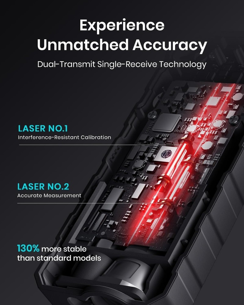High-Precision Laser Measuring Tool - 229ft Range & Auto Measurement Features