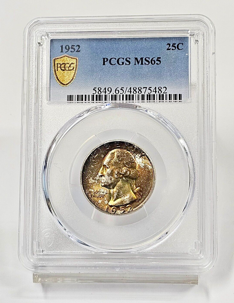1952- Washington Quarter  Neon Toned PCGS Graded MS65