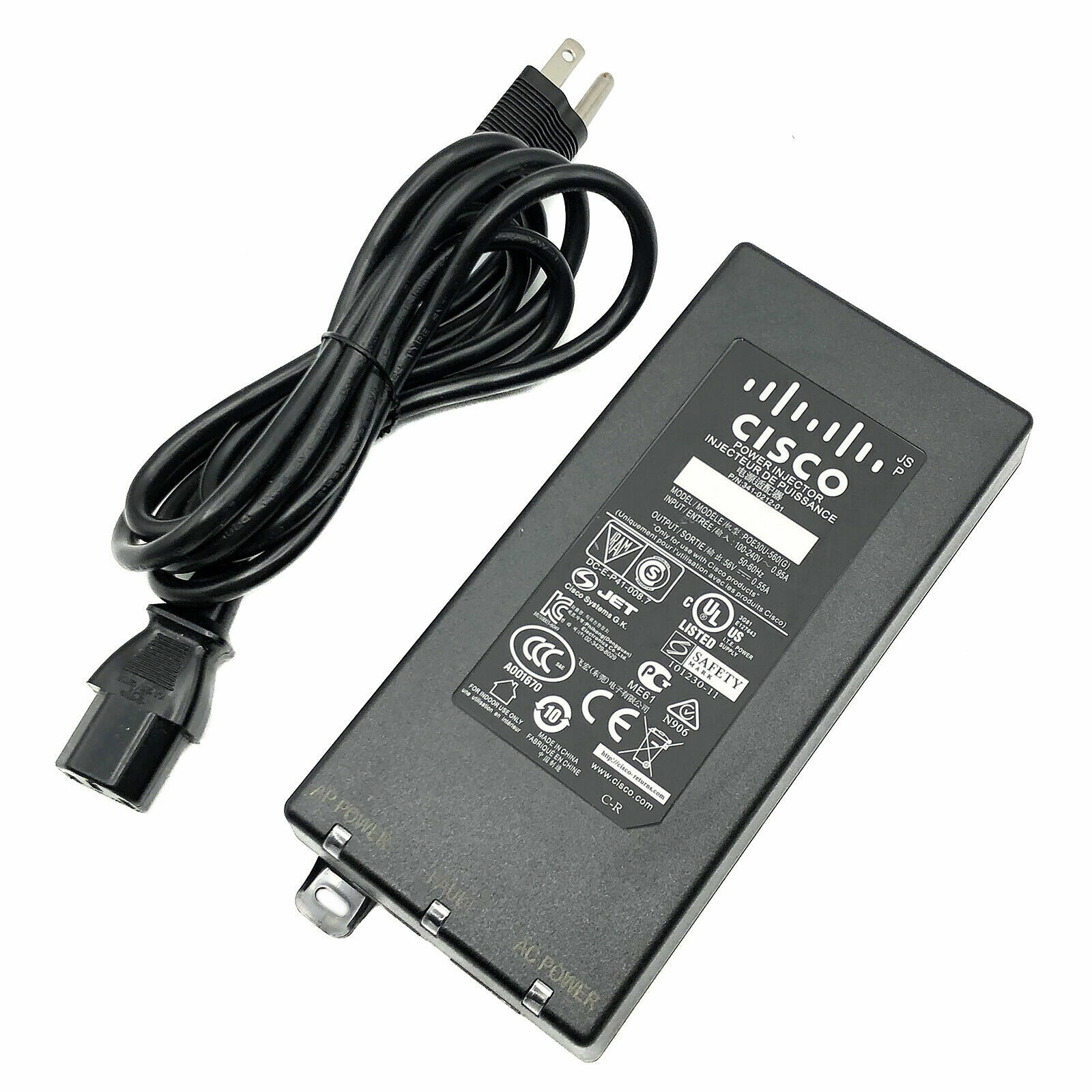 Original Cisco Meraki MA-INJ-4-US Power Injector 802.3at PoE 56V