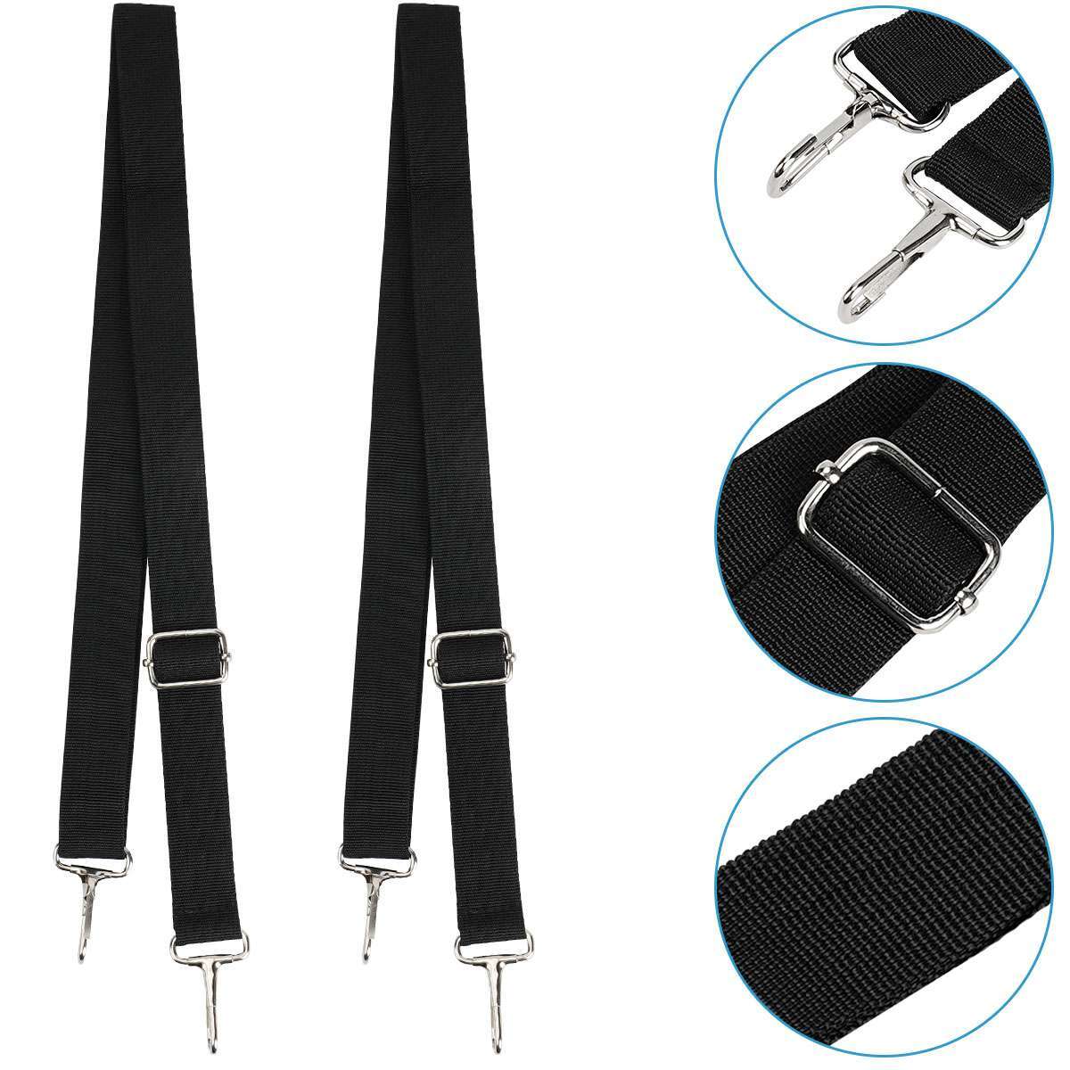 2x Adjustable for Bimini Boat Top Straps Loops & Snap Hook Stainless Steel