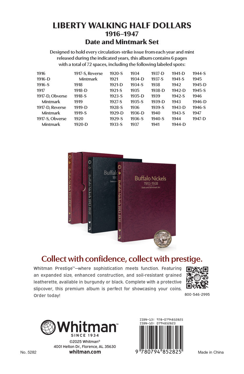 Whitman Prestige™ Album-Liberty Walking Half Dollars: 1916-47 Date/Mintmark Set