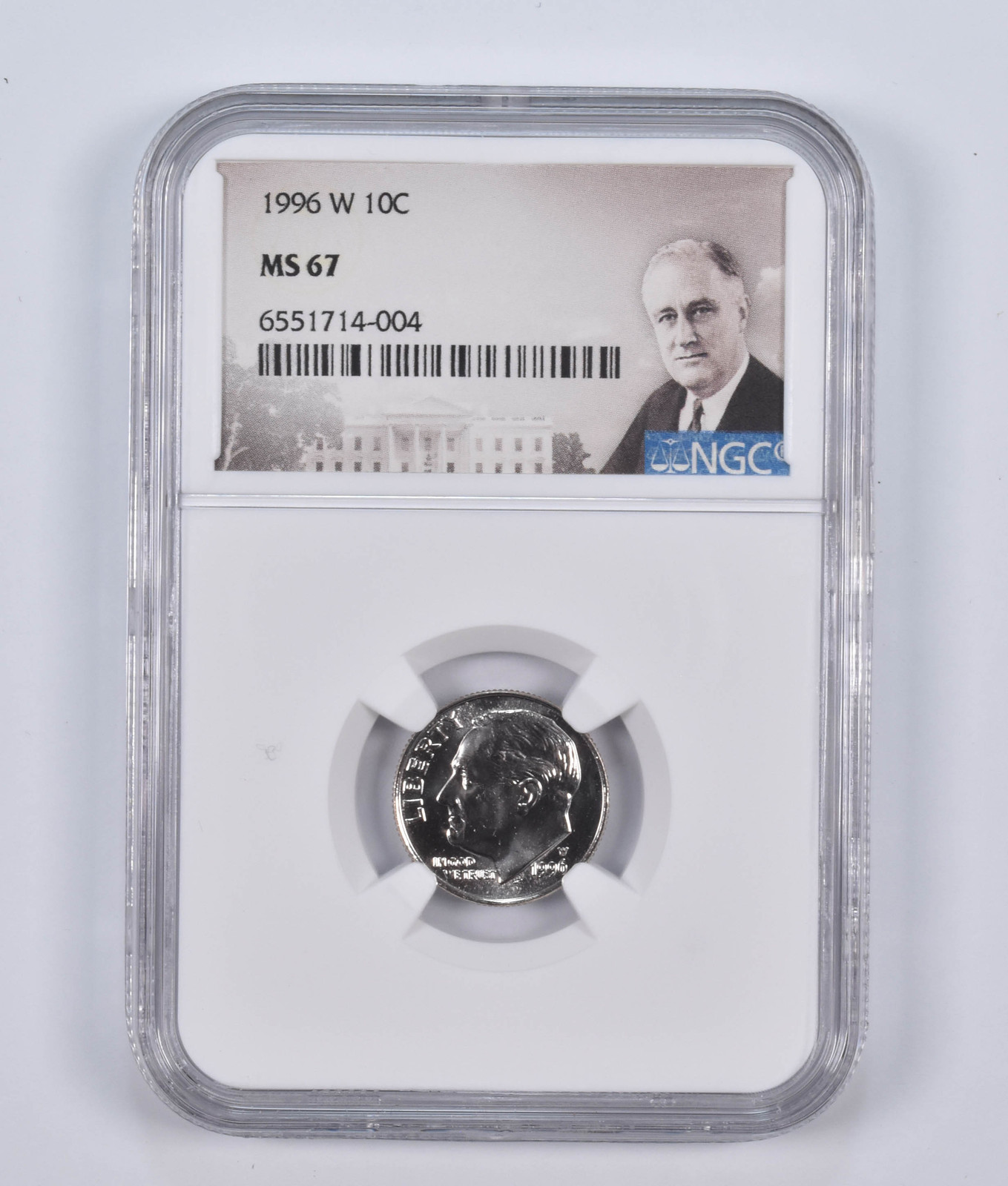 1996-W Roosevelt Dime MS67 NGC Special Lbl