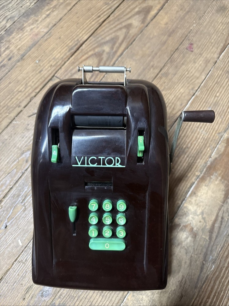 VTG Victor Adding Machine Bakelite w/ Jade Keys Art Deco Model With Cover