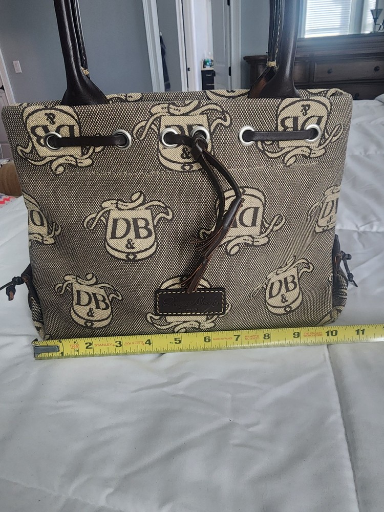 Dooney & Bourke DB Logo Dark Brown Double Handle Mini Tassel