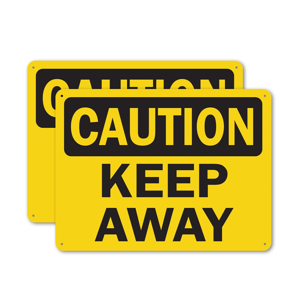 (2 Pack) Keep Away OSHA Caution Sign Decal Metal Plastic
