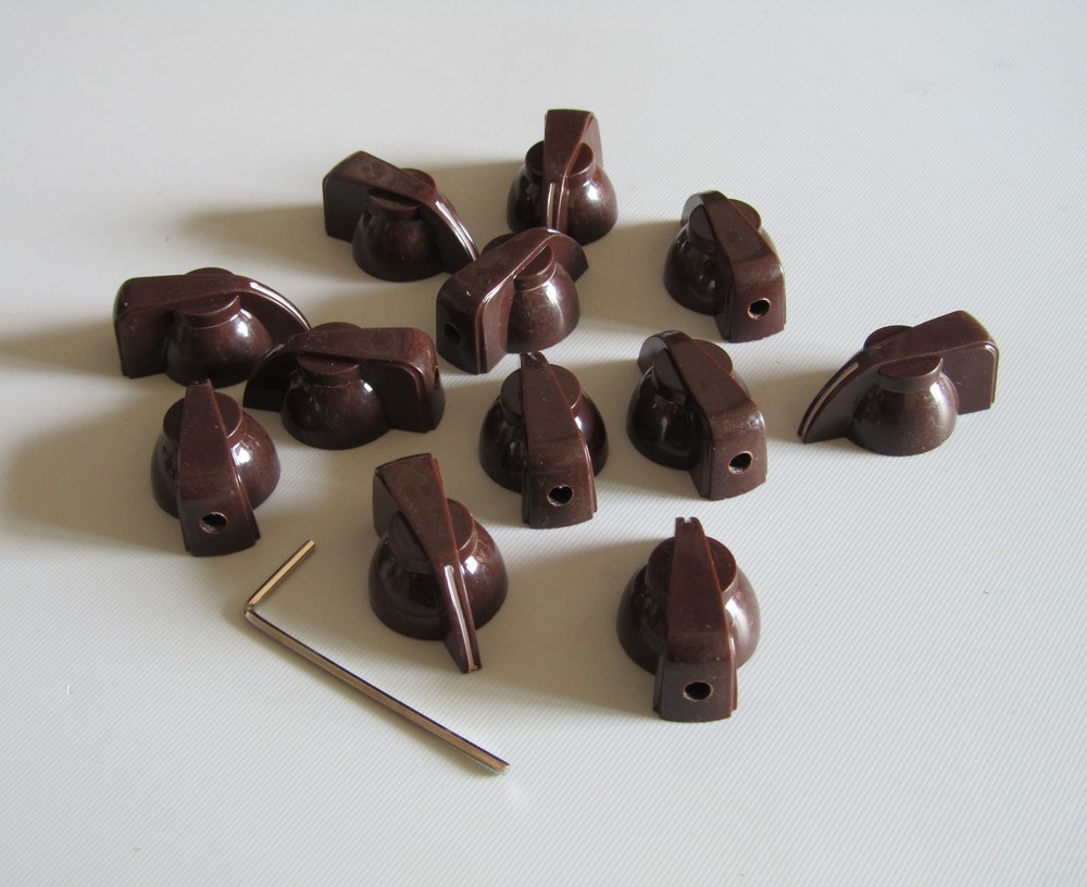 12 Brown Chicken Head Knobs 1/4" Guitar Amp Pedal Knobs Brass Insert Set Screw
