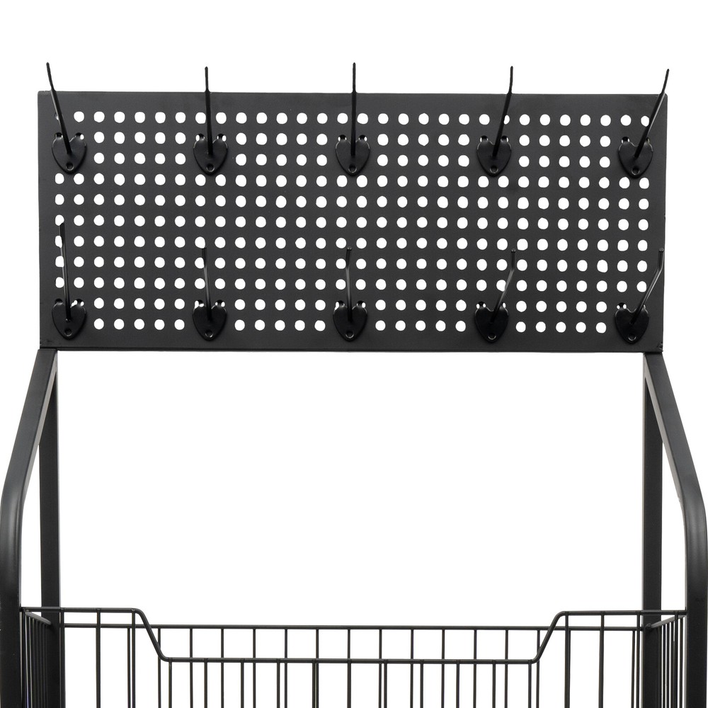 4-Tier Adjustable Rolling Snack Rack with Hanging Board - Freestanding Display