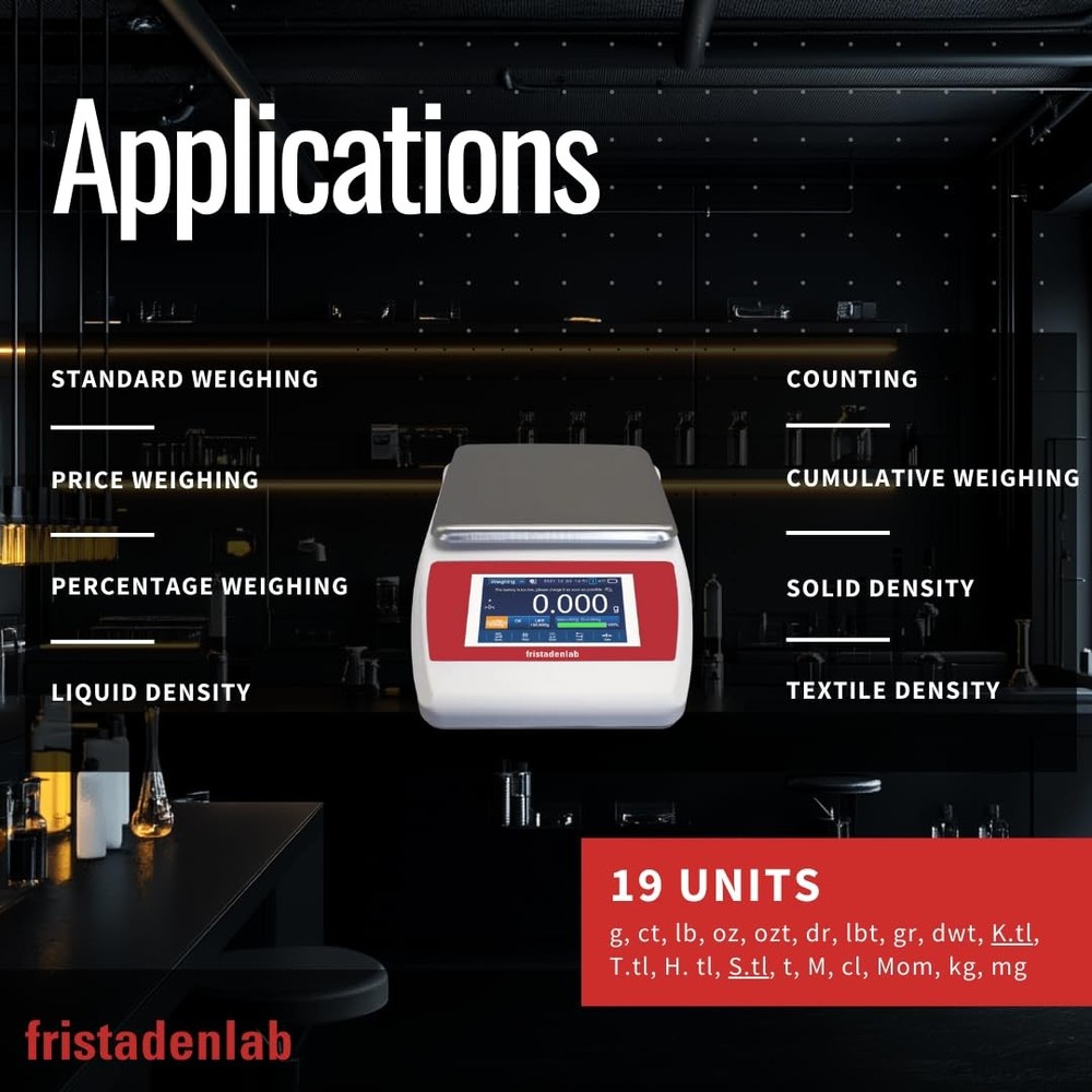 Fristaden Lab Touchscreen Precision Balance | Lab Scale, Red/White