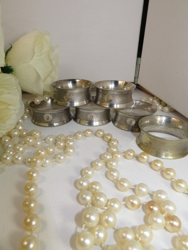 5 Silver Plated Numbered Napkin Rings. Number 2-6