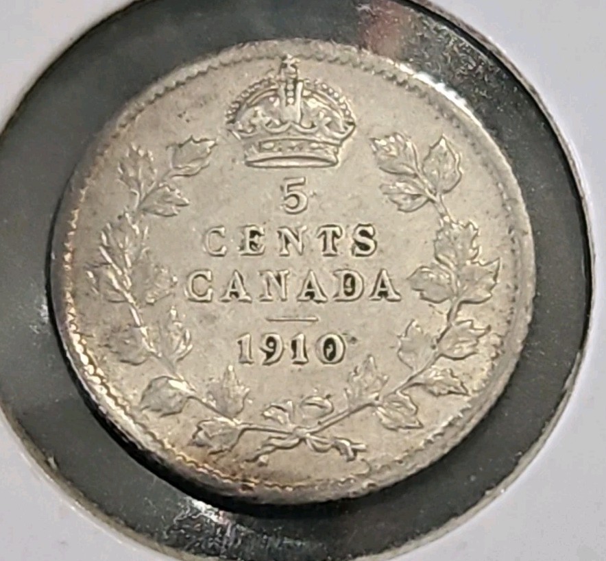 1910 Canada 5 Cents Silver Coin (KM.#13)