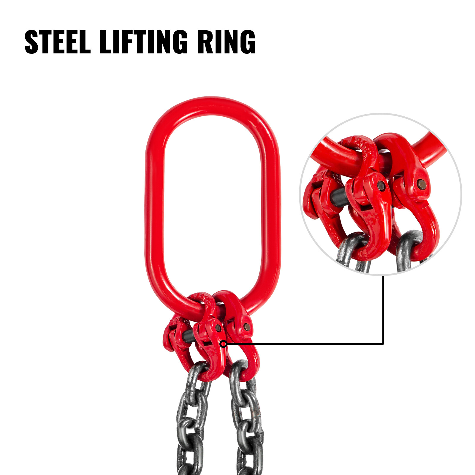 VEVOR Lifting Chain Sling 3/8"x5' Double Leg w/ Grab Hook 4T/8800lb Capacity G80