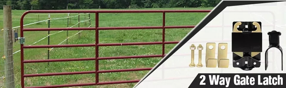 Livestock Lockable Tube Gate Latch for Farm, Fence, Ranch – 2-Way Swinging