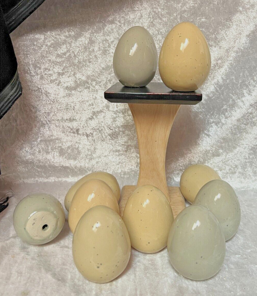 Vintage Ceramic Easter Eggs Painted Glazed Hollow Speckled - s