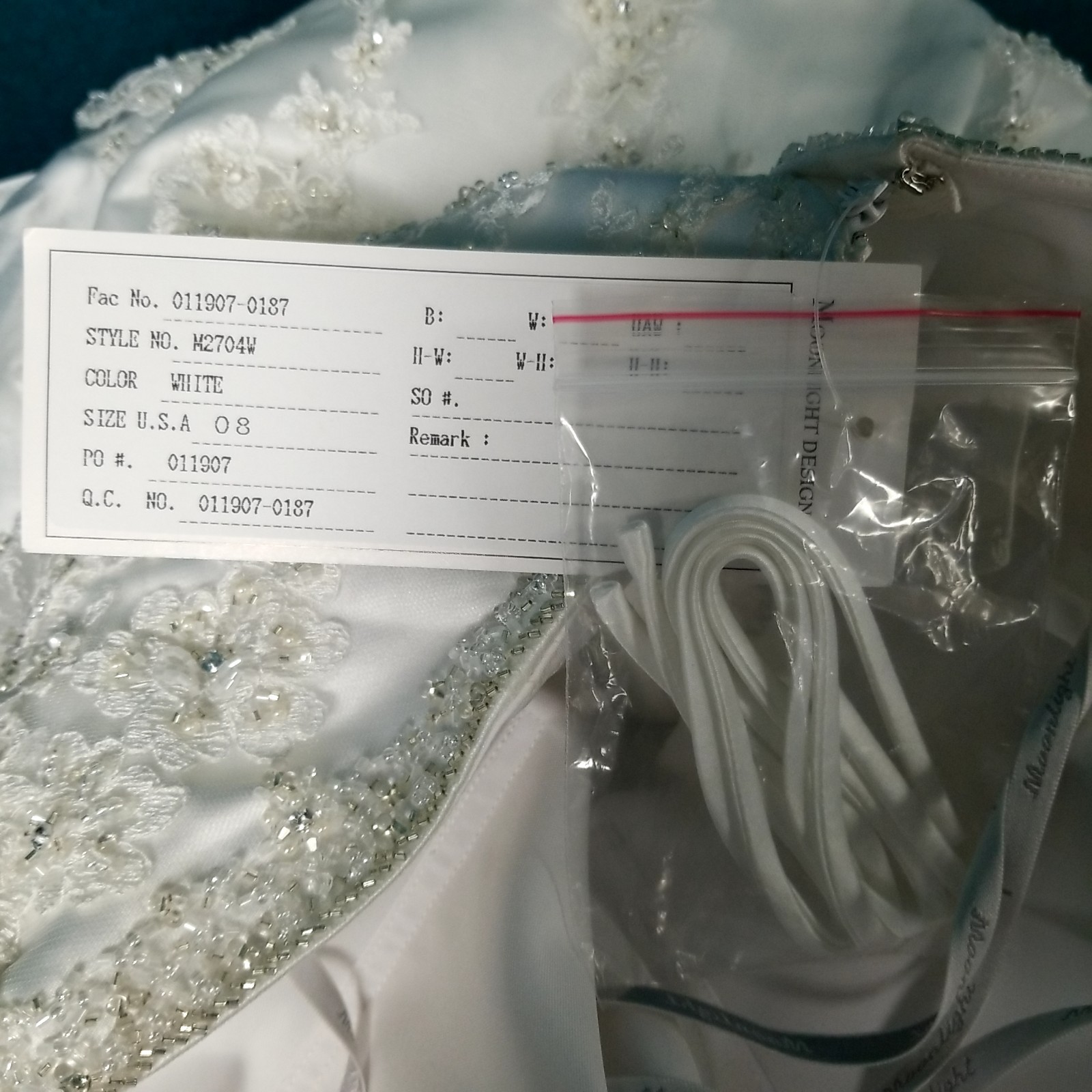 NWT Moonlight Strapless Floral Beaded Fit & Flare Wedding Dress Women's Sz 8