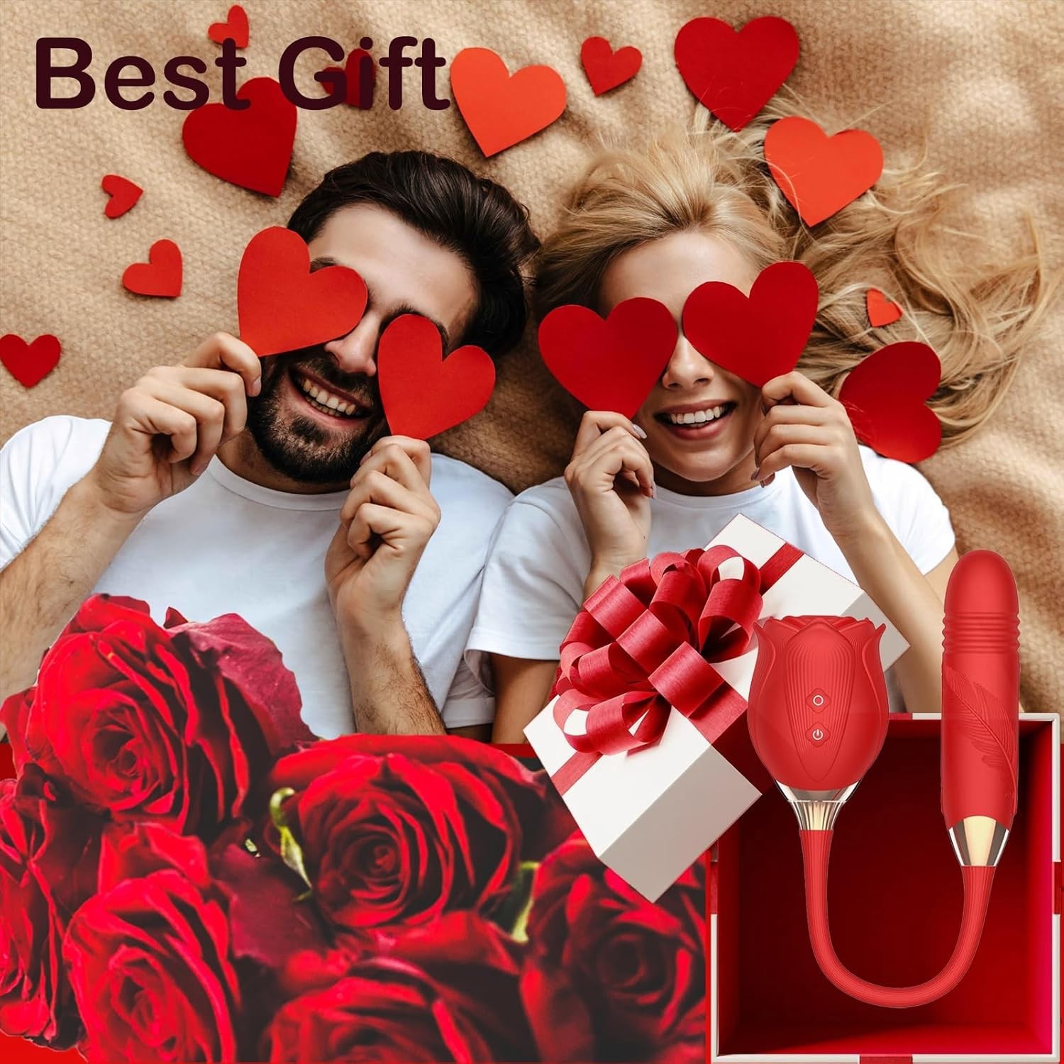 Rose Shape Sucking Vibrator Clitoral G-spot Suction Sex Toy 10 Speed WaterProof