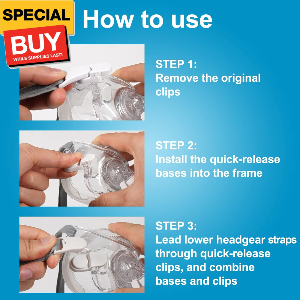 4PCS Quick-Release Headgear Clips for AV Headgear, Quick-Disconnect Replacement