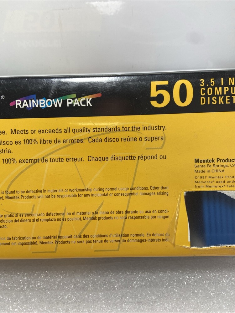 50 Memorex HD Mac Formatted 3.5" Computer Diskettes ~ Rainbow Pack ~ Sealed