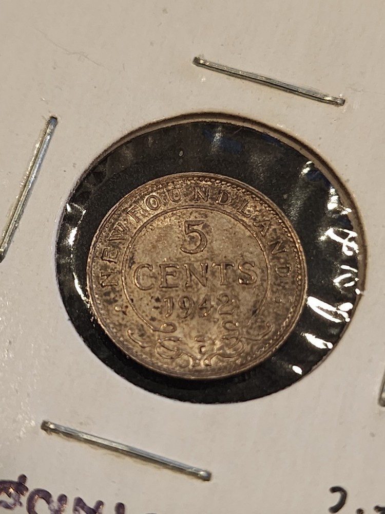 1942 Newfoundland 5 Cents Silver Coin