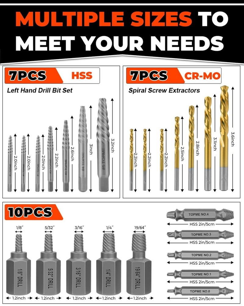 24 Piece Screw Extractor and Left Hand Drill Bits Set, Easy Out Screw Extract...