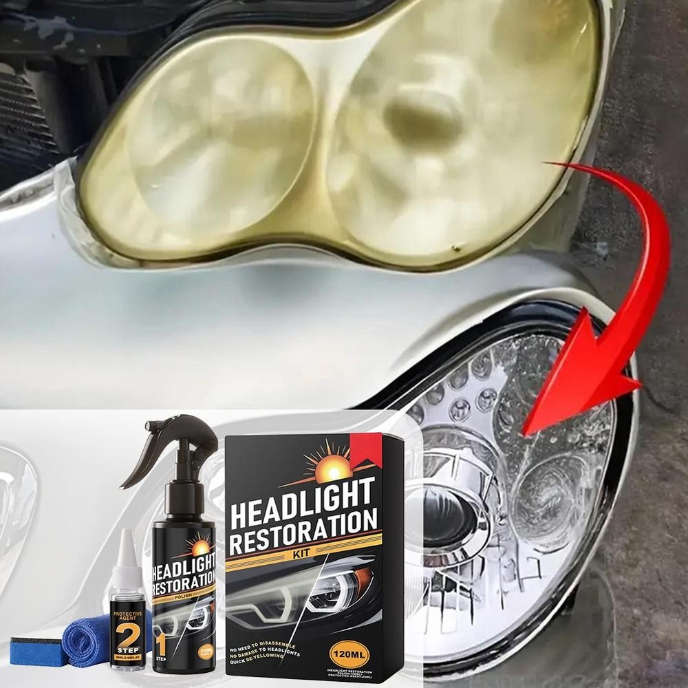 2X Headlight Restoration Kit, No Power Tools, Makes Headlights Like N e w