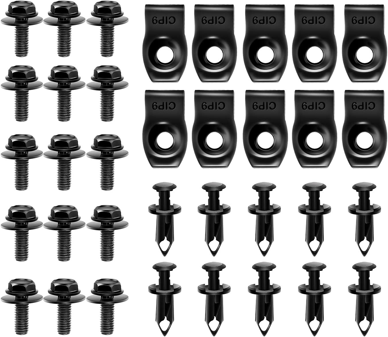 For Nissan 35 Pcs Body Bolts & U-nut Clips- M6 Engine Under Cover Splash Shield