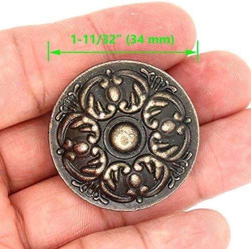 6 Pcs Vintage Antique Brass Knobs Handles Pulls with Flower Pattern For Cabinet
