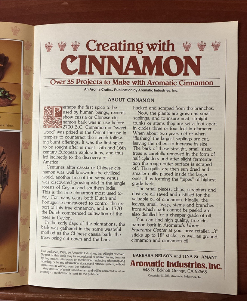 Creating With Cinnamon Craft Project Instruction Pattern Design Booklet 1983