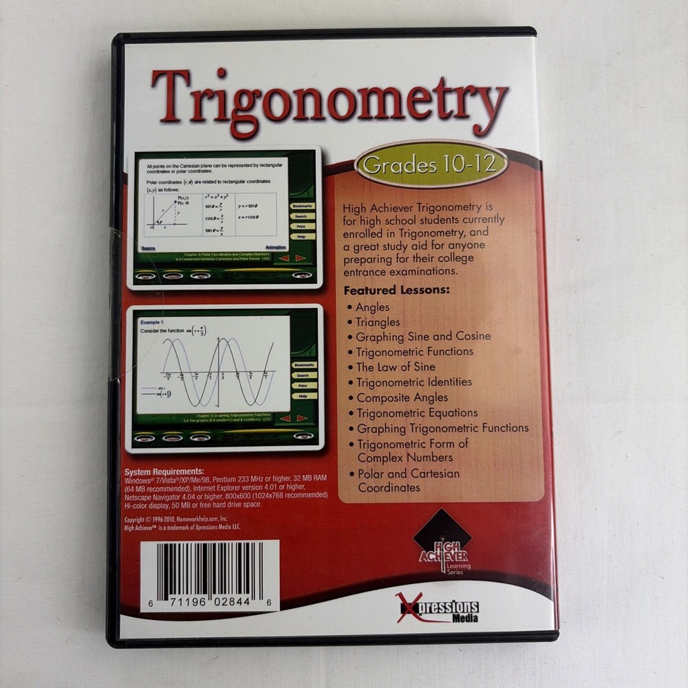 Trigonometry High Achiever Learning Series Grades 9-12 PC CD-Rom