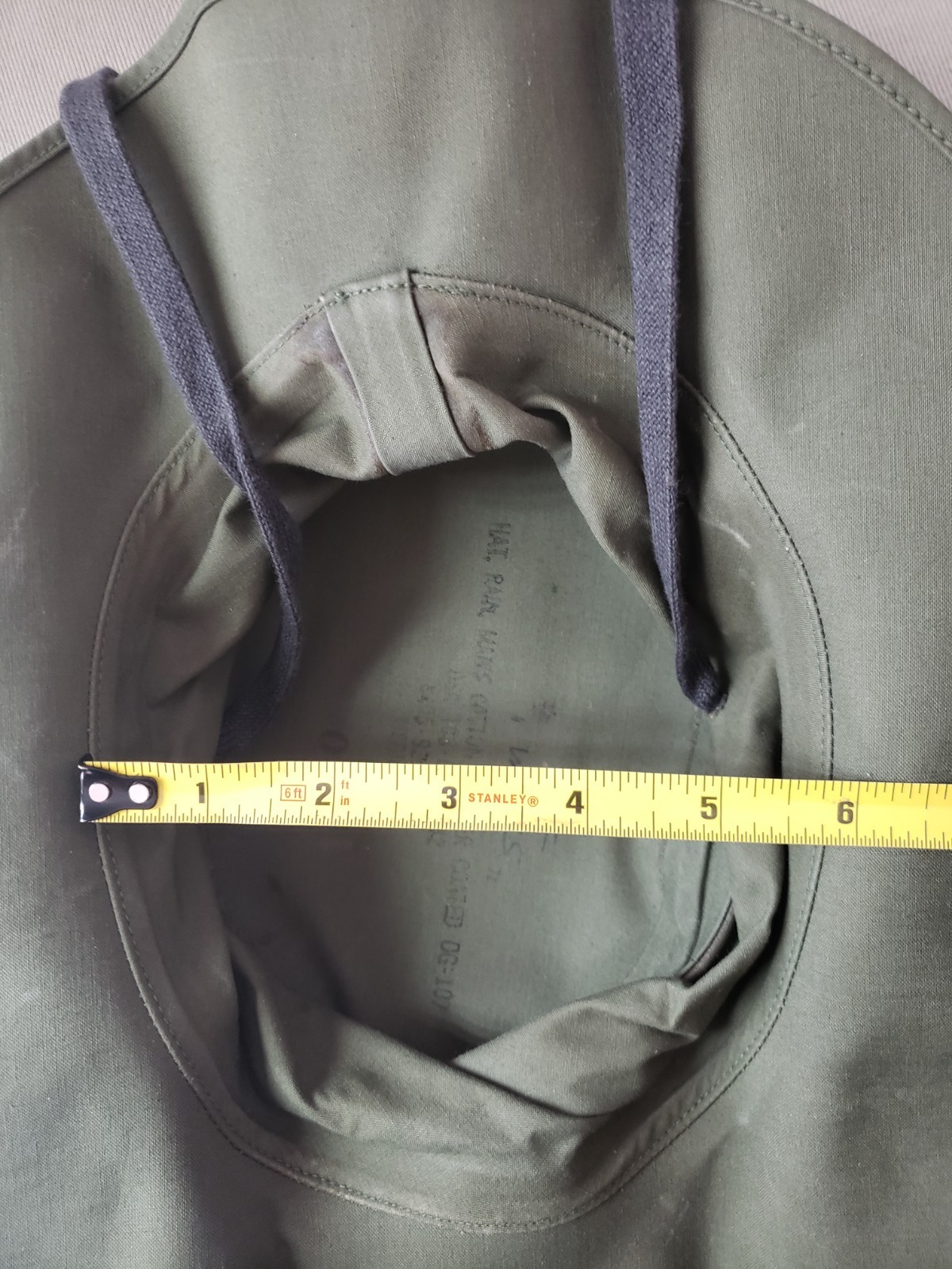 Vietnam Era US Army Rubberized Cotton Rain Hat Boonie Cap OG-107