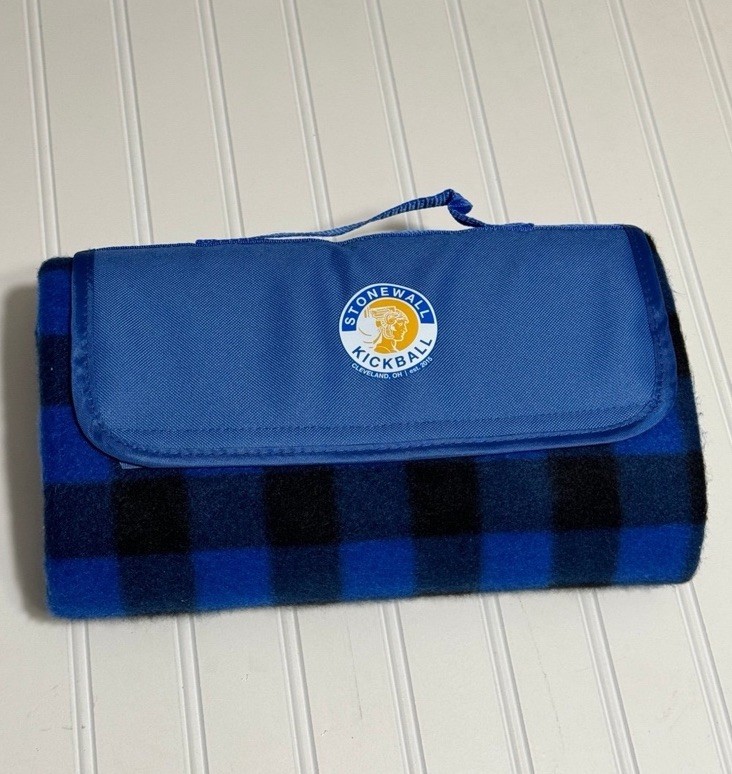 New Blue Stonewall Kickball Foldable Picnic Blanket With Handle