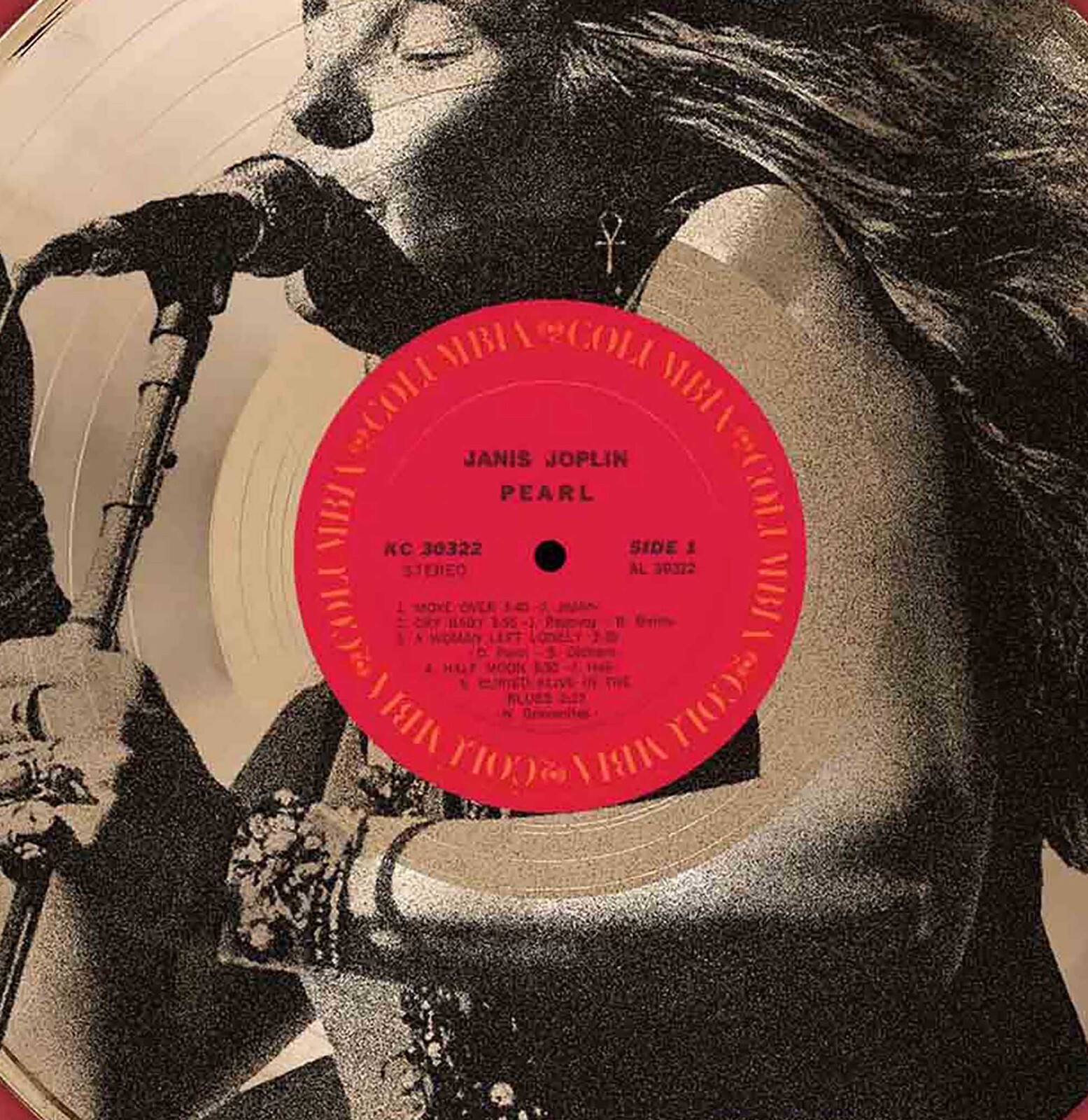 Janis Joplin Pearl Framed Gold Etched LP Shadowbox