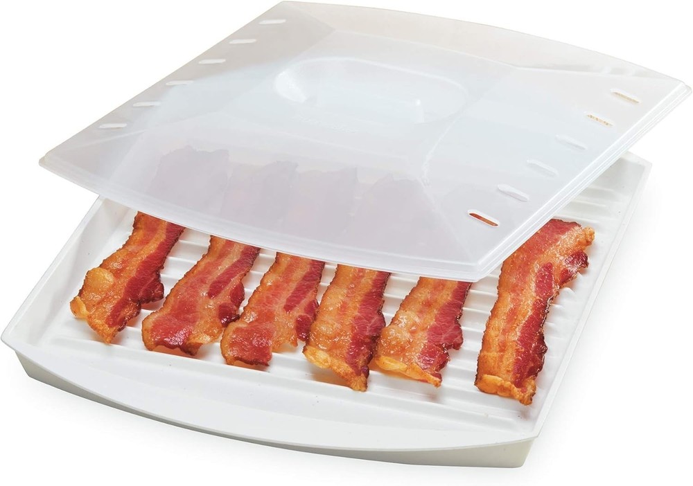 Progressive International Prep Solutions Microwavable Bacon Grill, White, New