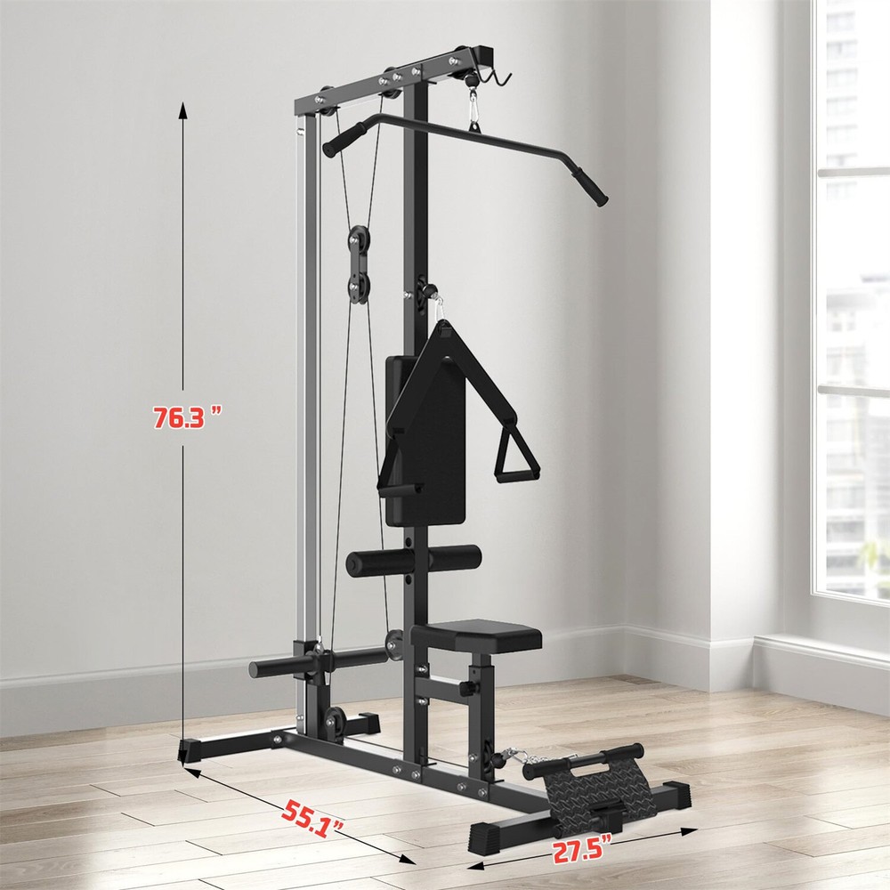 Cable Machine LAT Pulldown Tower High Low Pulley Stations Leg Support Tricep Wor