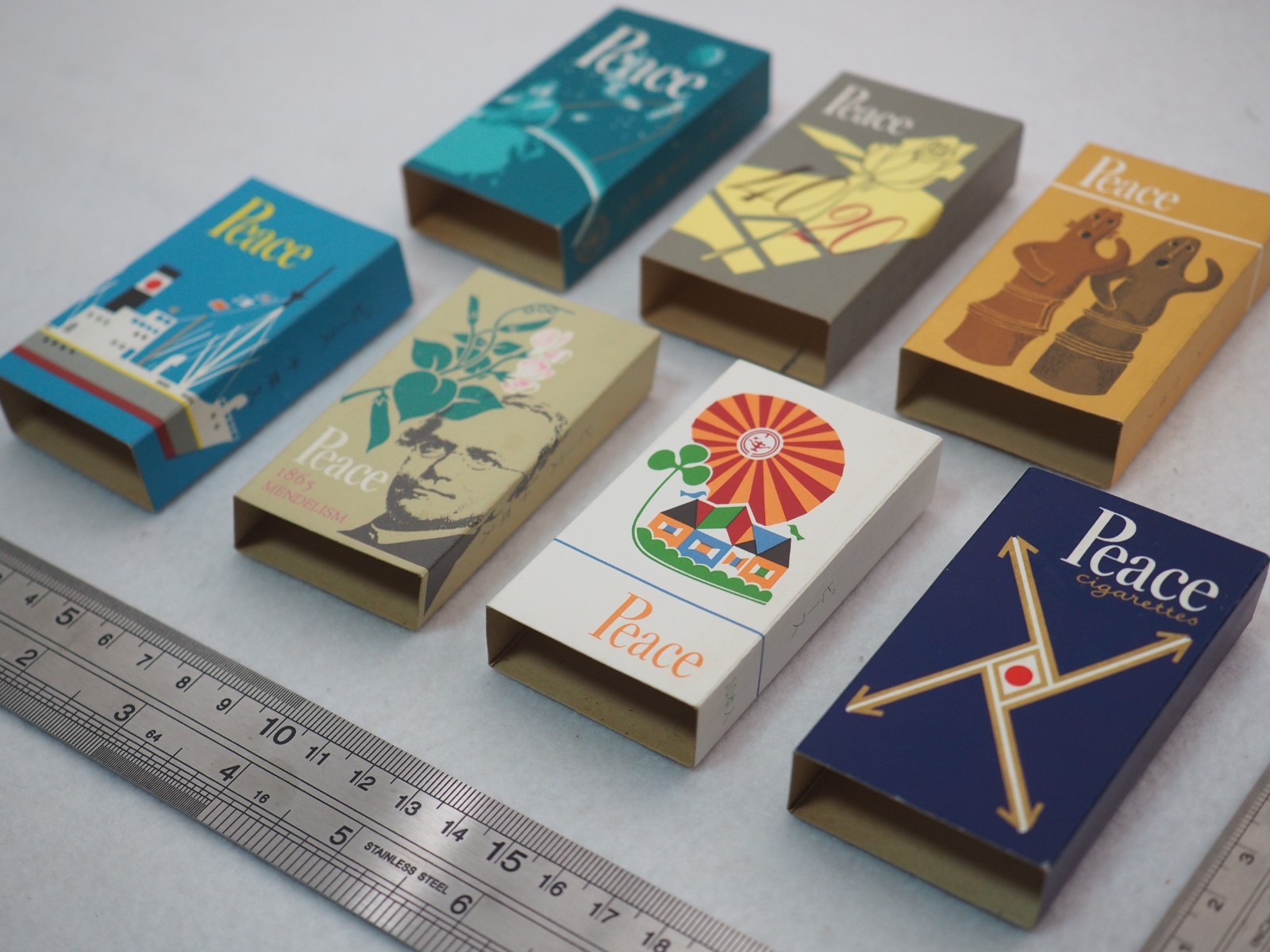 1960s Japanese Vintage Cigarette Package PEACE , 7 pcs, 16878