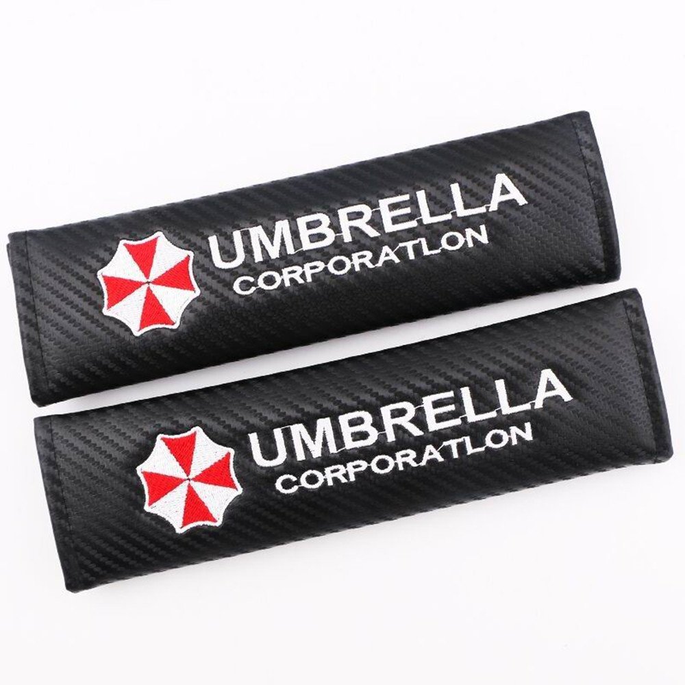 2X NEW Umbrella Corporation Carbon Fiber Seat Belt Cover Shoulder Pad Cushion