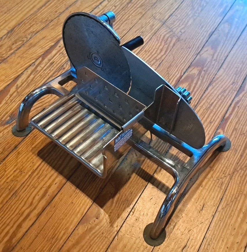 Vintage Manual National Food Slicing Machine Meat Cheese Deli Slicer USA READ