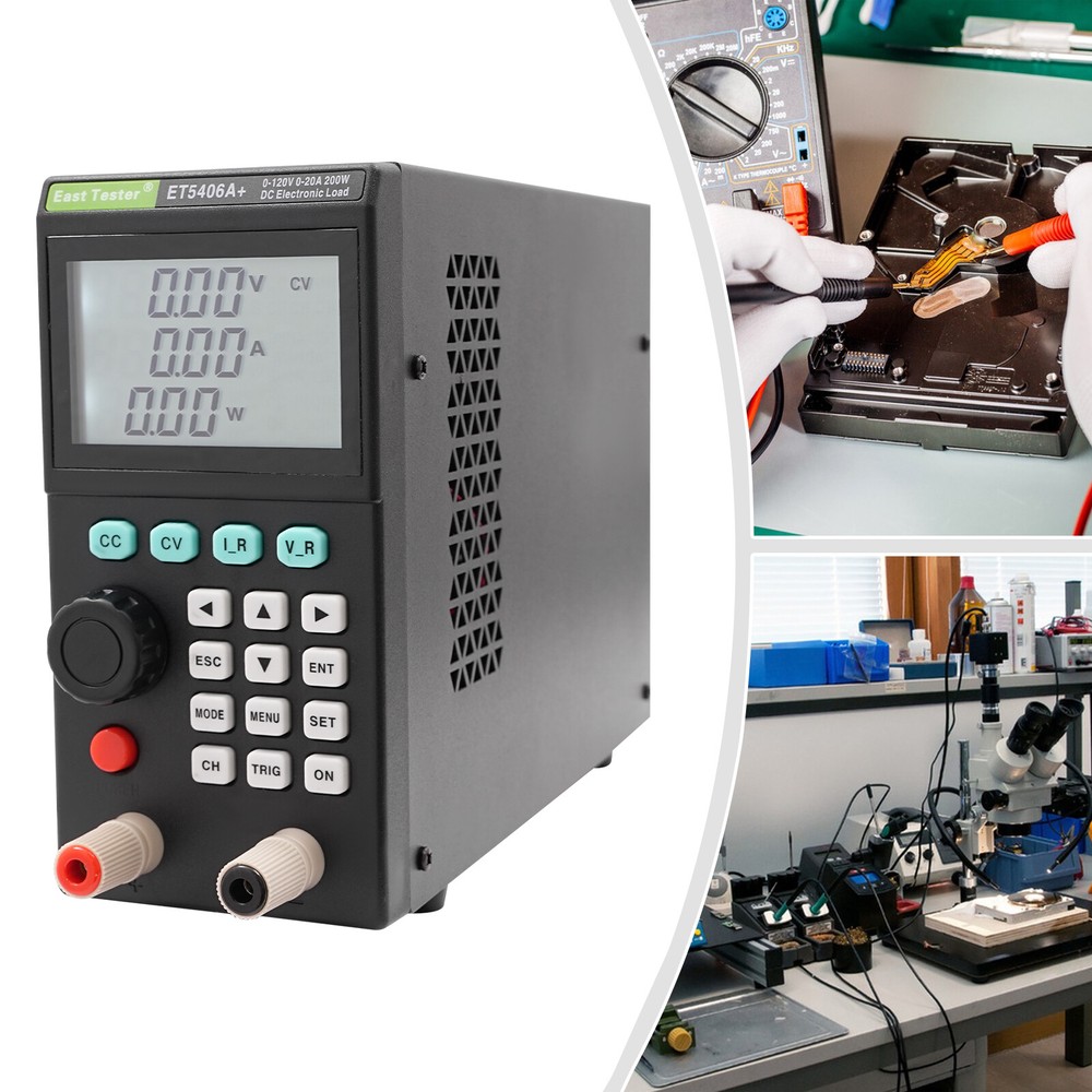 200W Load Tester Electronic Load Tester Rectangular Battery Tester 0-120V 0-20A