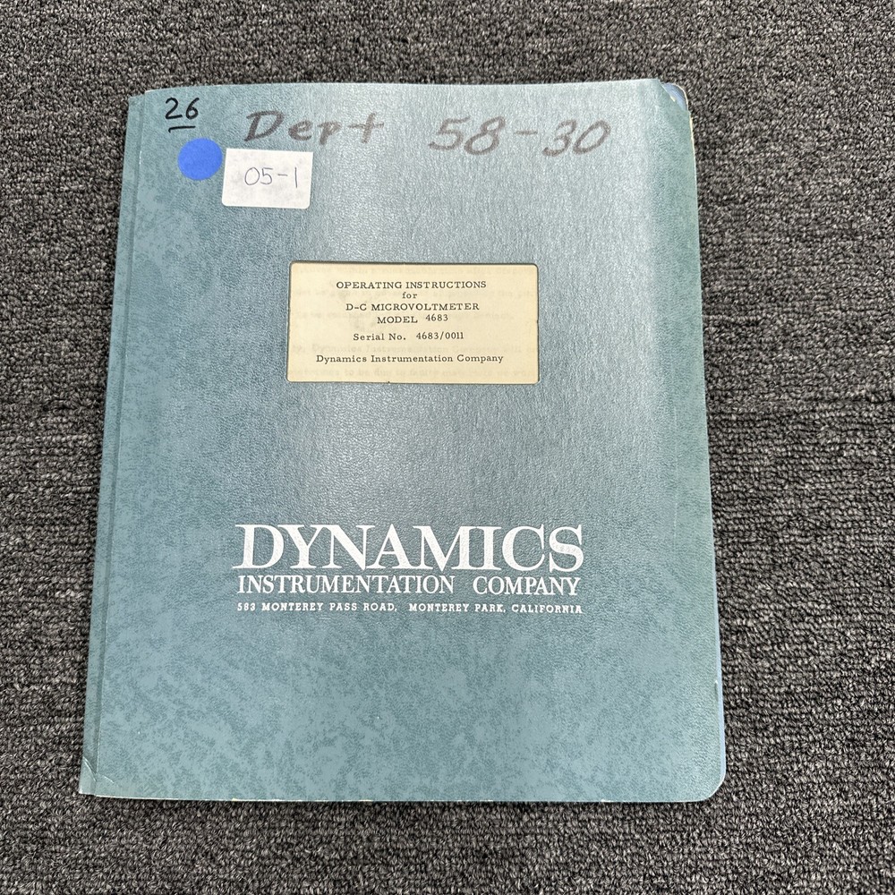 Dynamics Model 4683 D-C Microvoltmeter Operating Instructions 4683/0011