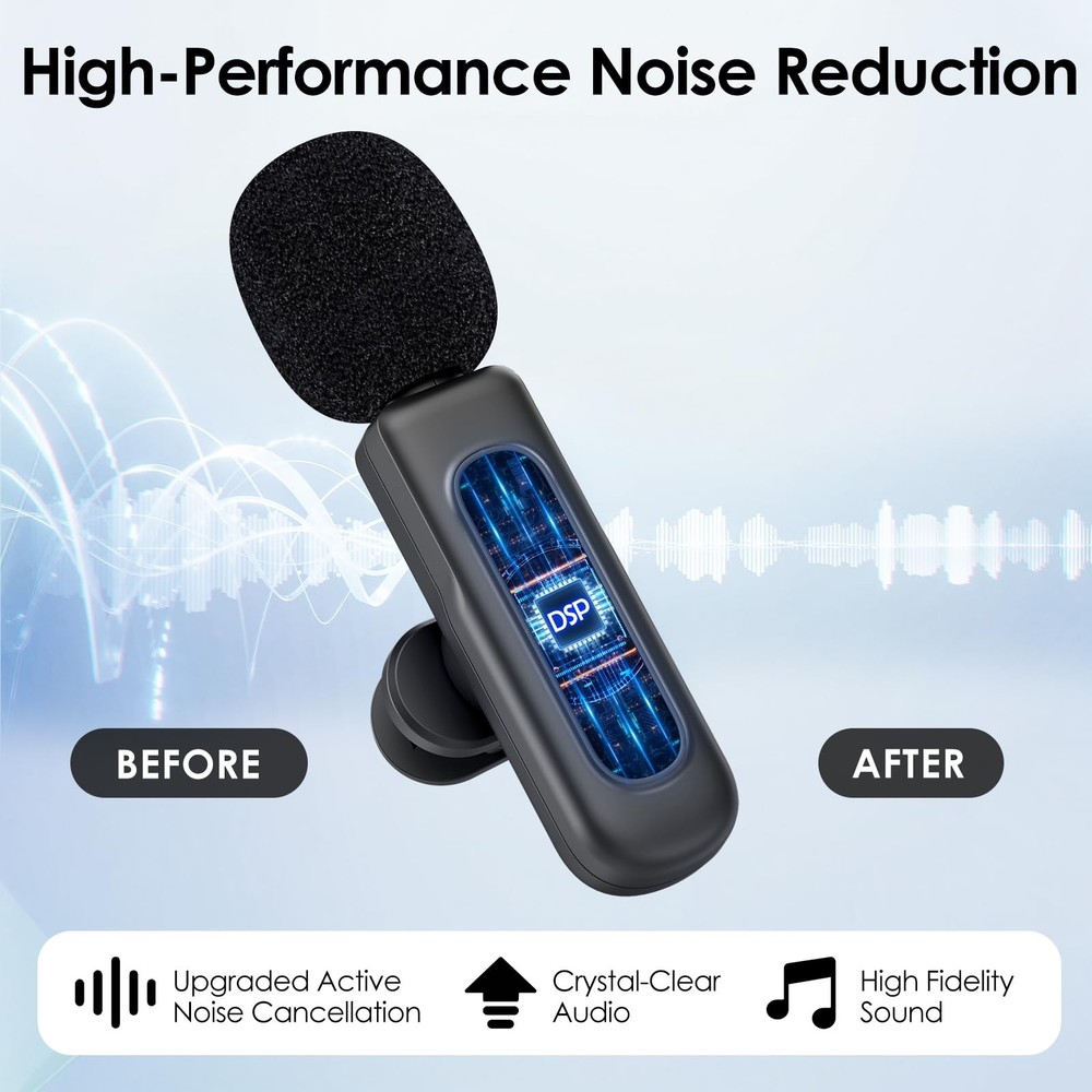 USB C Mini Wireless Lavalier Microphone for iPhone/Android,Lapel Mic