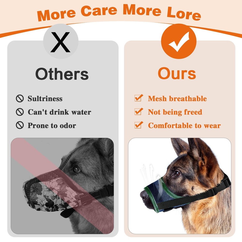 Dog Muzzle, Teal Mesh Soft Muzzle for Medium Dogs, Breathable L, Drank Green