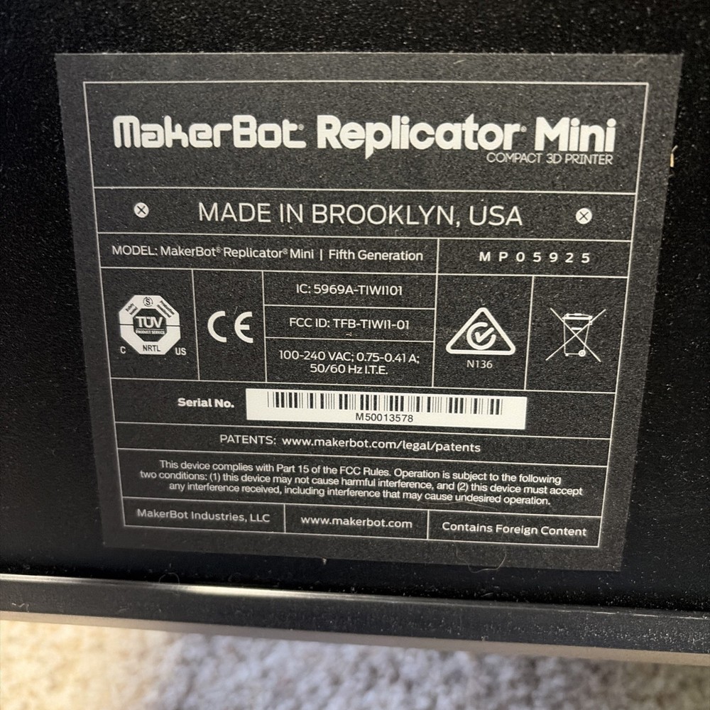 MakerBot Replicator Mini 5th Gen Compact 3D Printer - Parts