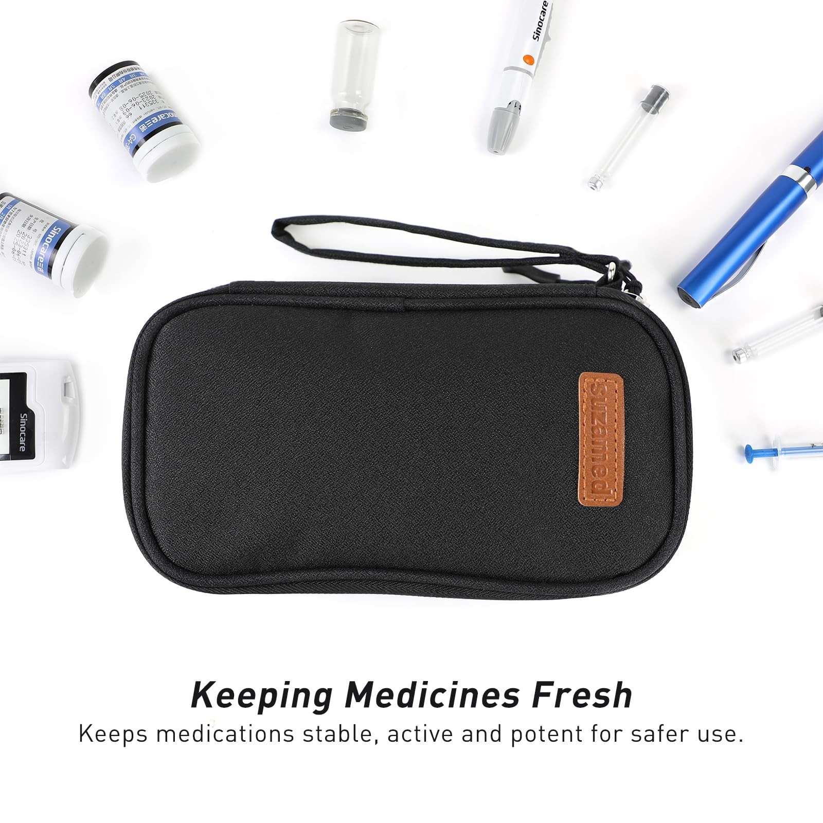 Insulin Cooler Travel Case, Double Layer Medicine Kit Diabetes Travel Case, Port