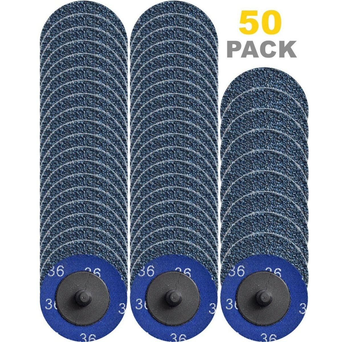50PCS 2 inch 36 Grit Zirconia Roll Lock Die Grinder Quick Change Sanding Discs